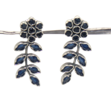 Earrings Silver 925 Sterling Natural Blue Onyx Gem Stone Handmade Women Gift E344 